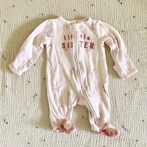 Carter’s Little Sister Baby Girl Clothes Long Sleeve Footie PJ’s Pink Newborn